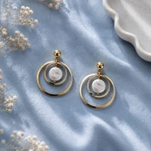 Gold Double-Circle Earrings