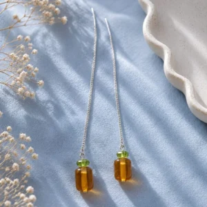 Amber Beaded Threader Earrings