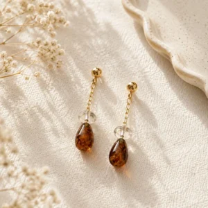 Amber Teardrop Dangle Earrings