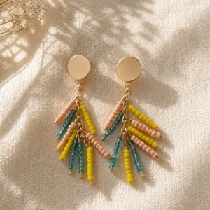 Multicolor Beaded Fan Earrings