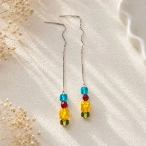 Multicolor Beaded Threader Earrings