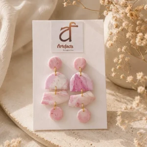 Pink Floral Triple-Drop Earrings