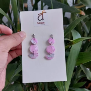 Pink Triple-Drop Earrings