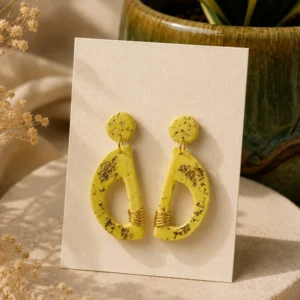 Yellow Painted Geometric Earrings